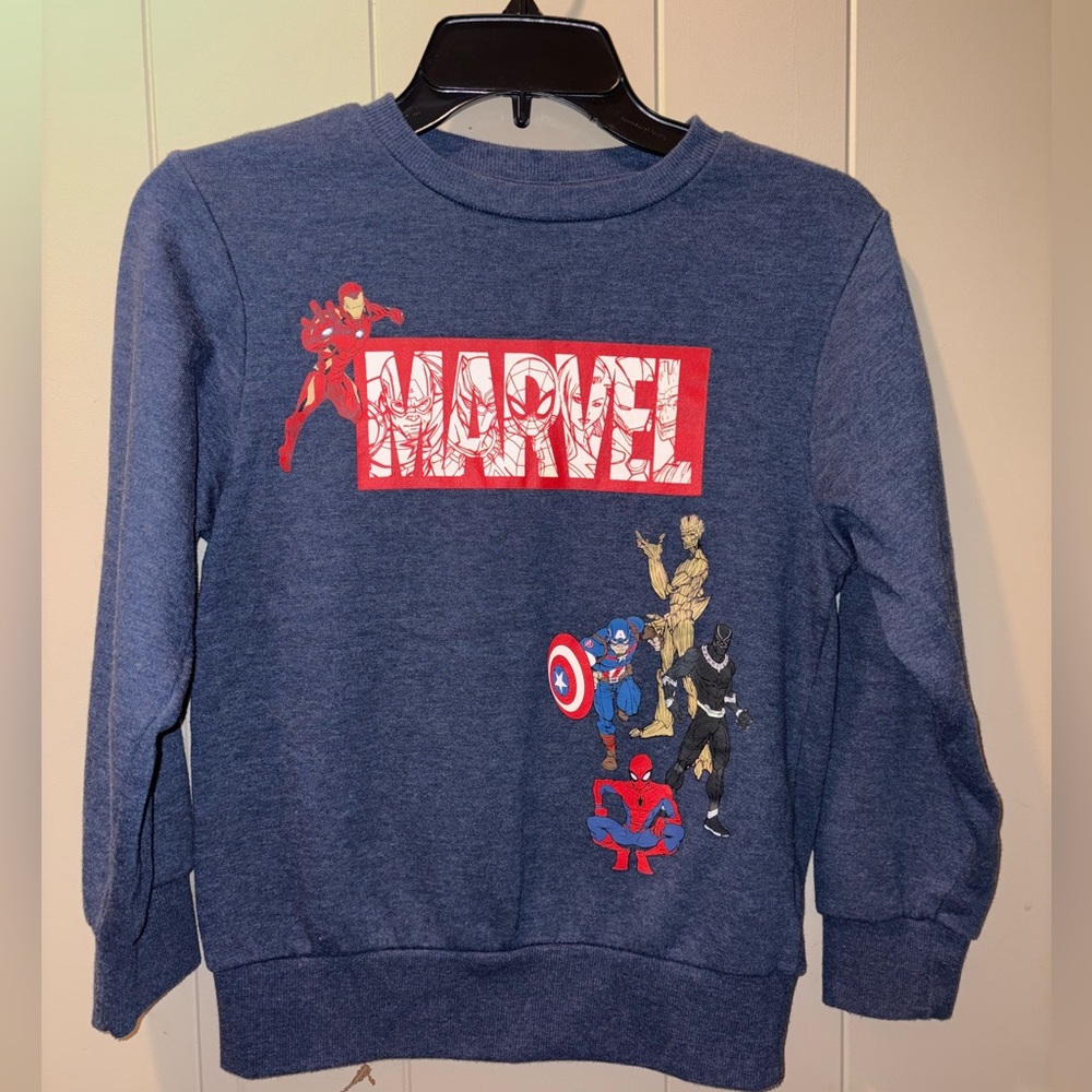 Marvel Navy Sweatshirt with Superhero Design
